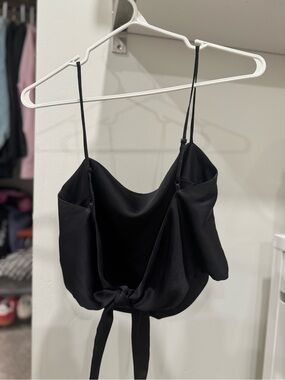 Aritzia Black Satin Tie-Front Camisole